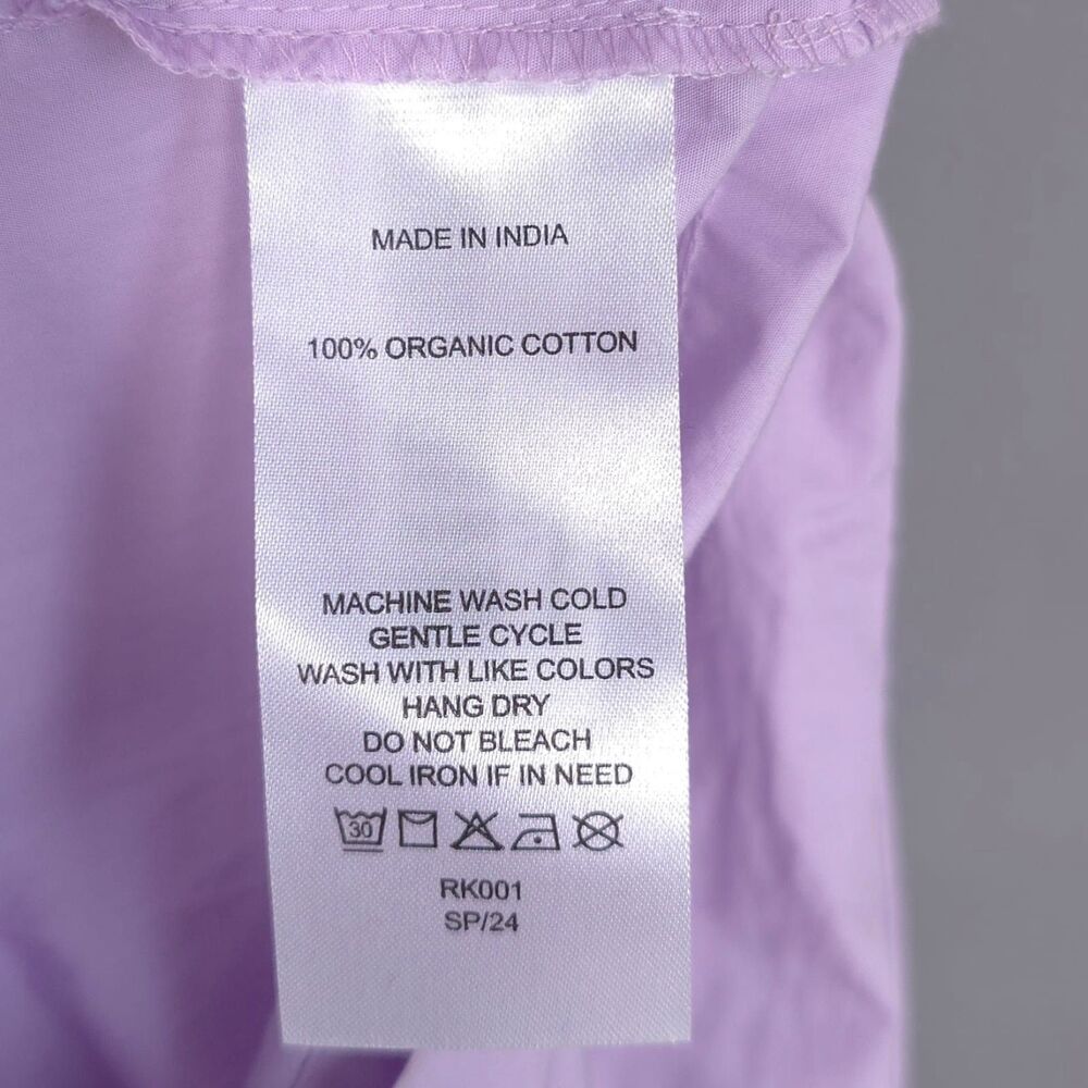 Quince New Women 100% ORGANIC COTTON Poplin Tiered Maxi Dress LARGE Pastel Lilac - Picture 14 of 14